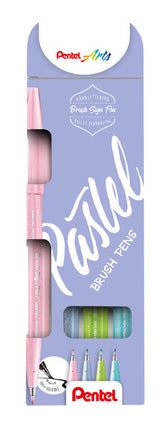 Rotulador Punta De Pincel Estuche Pastel 4 Colores | Pentel | Pack 1 Unidades